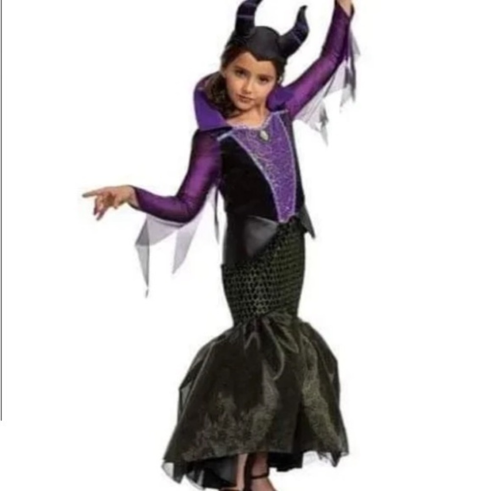 DISNEY VILLAINS Maleficent sleeping beauty girls Halloween costume dress medium